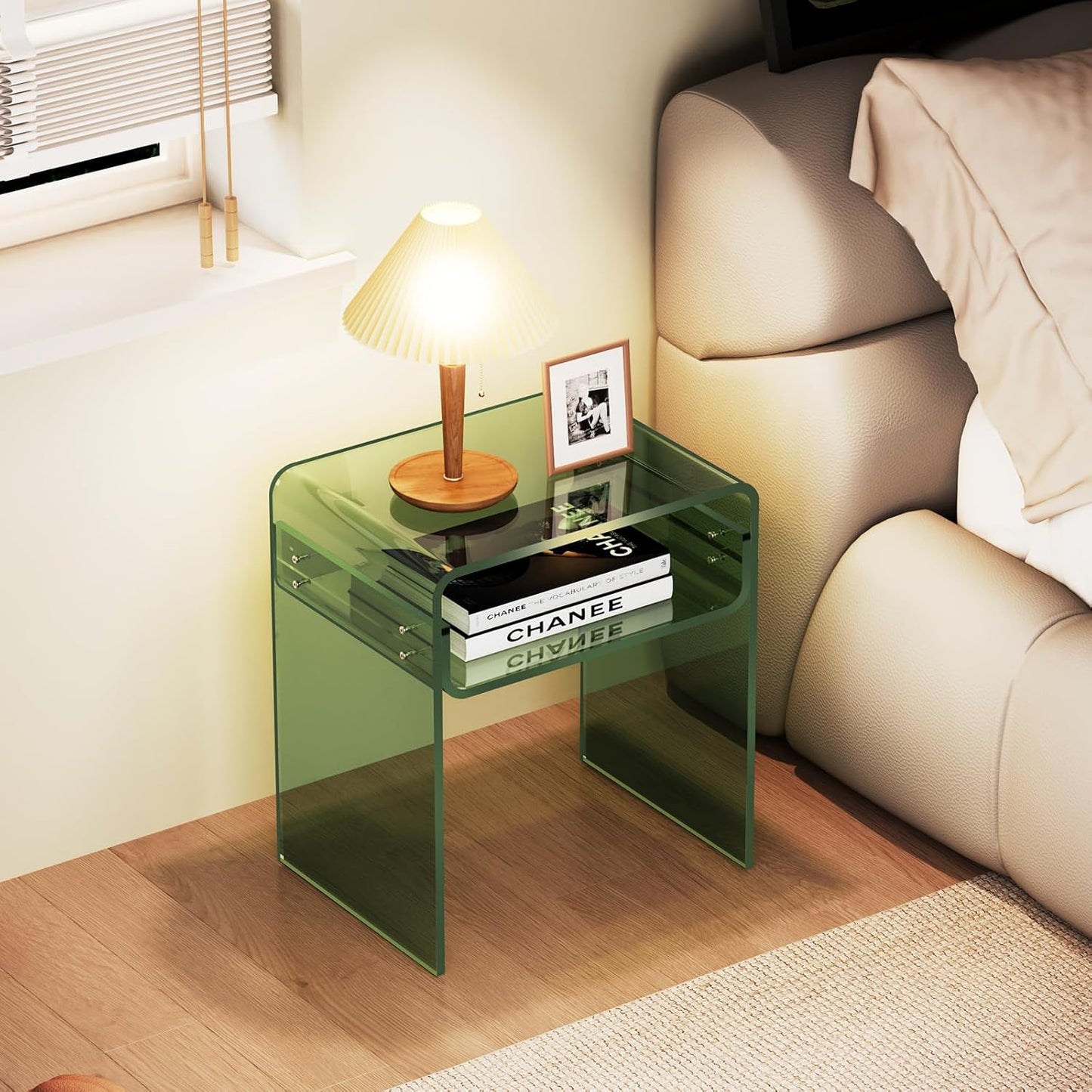 Dark Green Acrylic Side Table