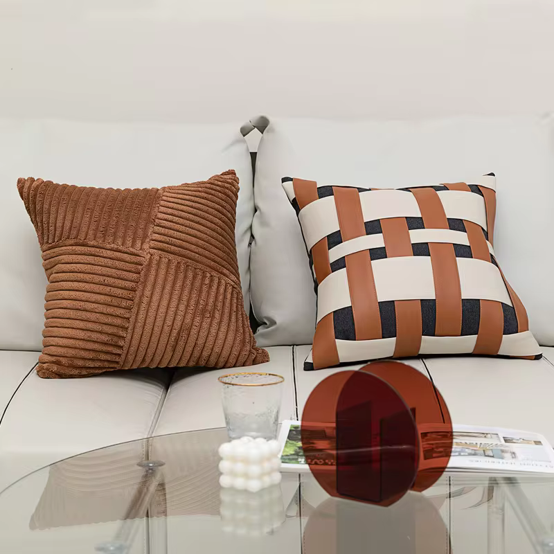 Intertwined Leather Throw Pillow