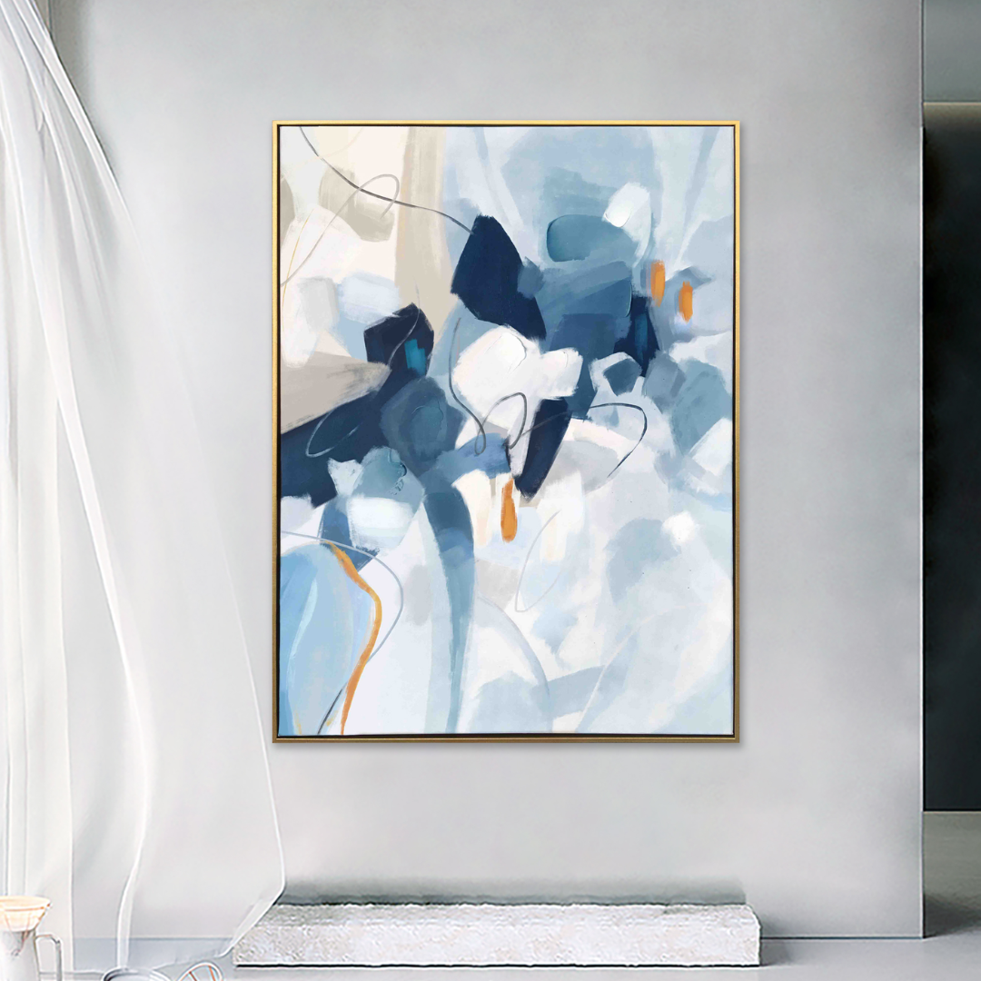 Gathering Abstract Painting with Gold Frame